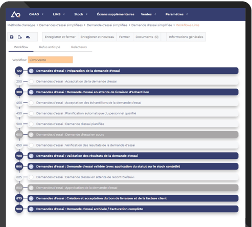 Workflow dans un logiciel de laboratoire LIMS